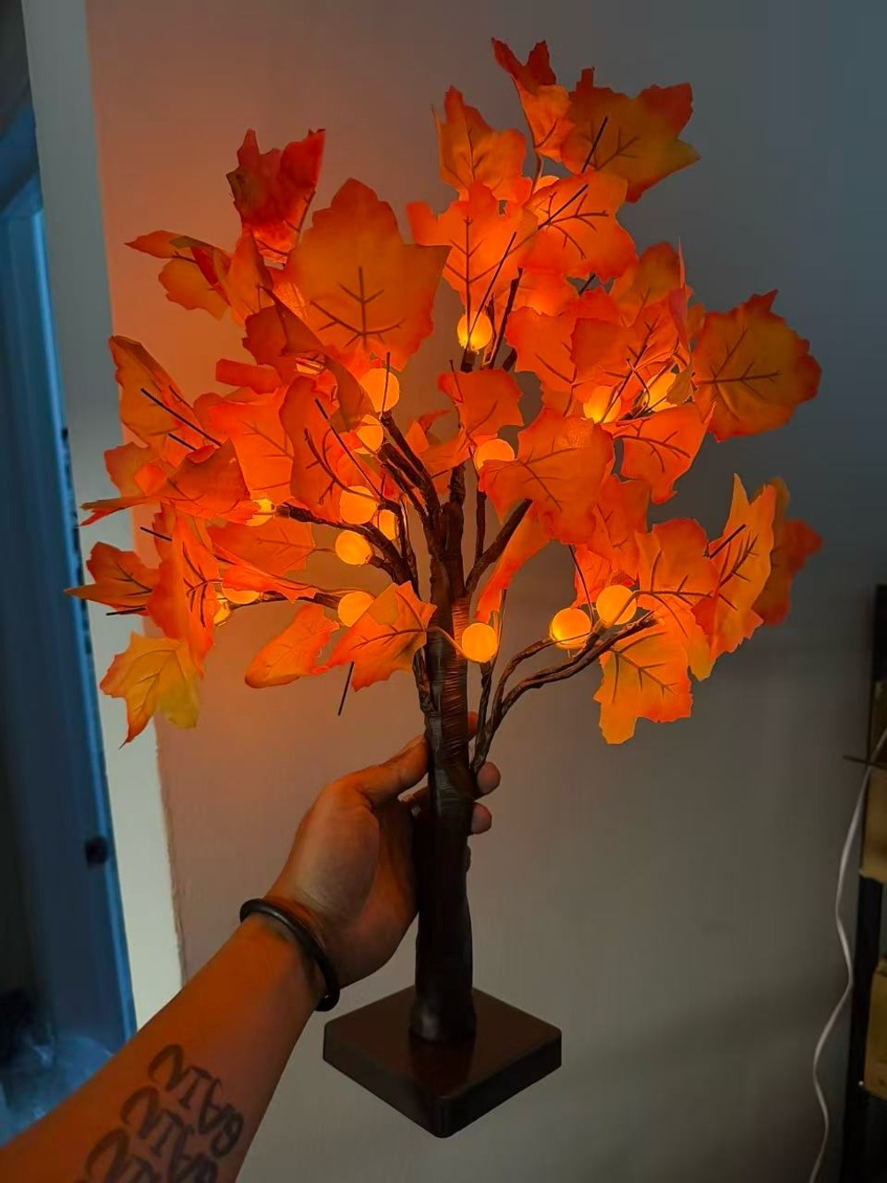 22”Orange LED Maple Leaf Accent Tree - Unbranded
